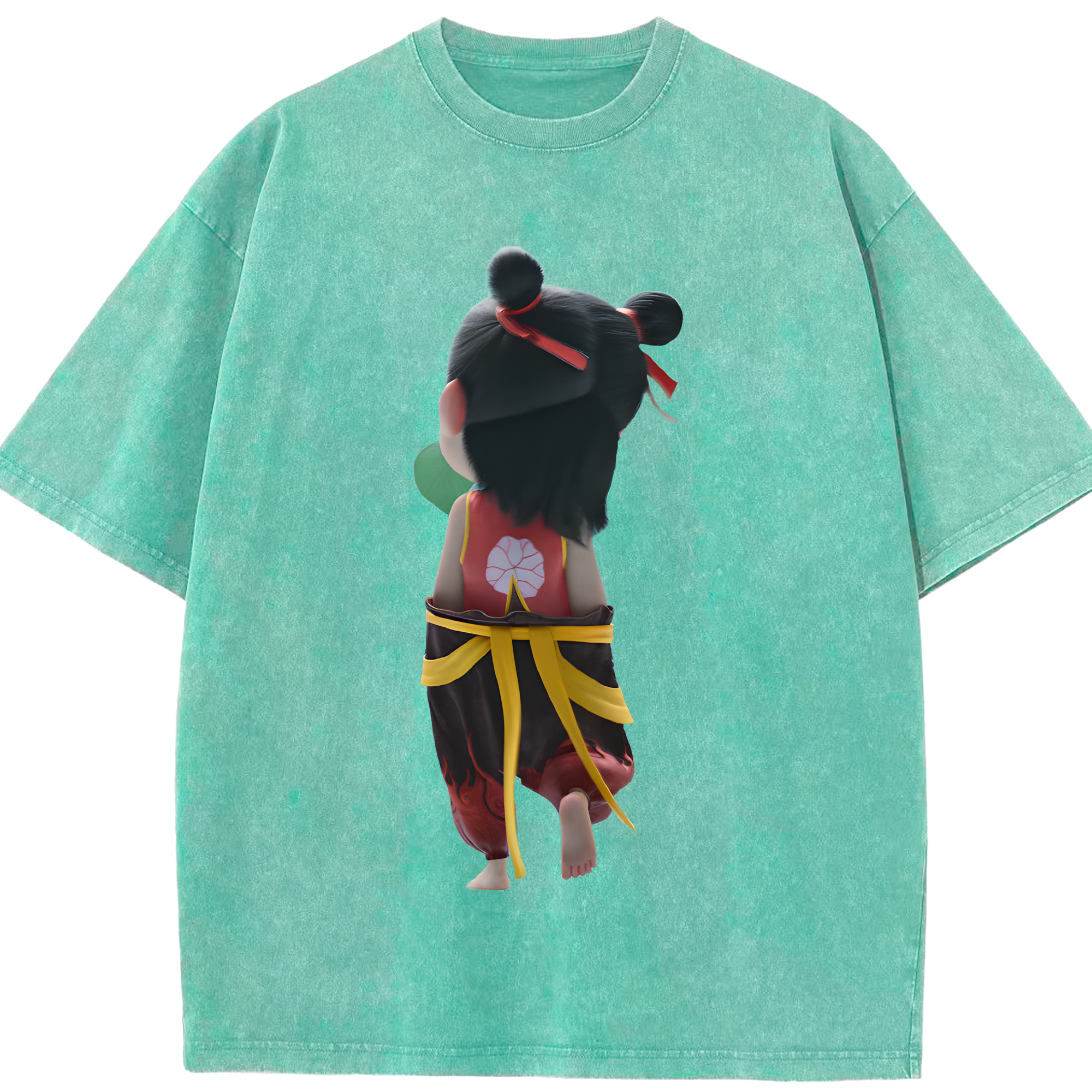 （画像用） Ne Zha 2 ナタ 魔童の大暴れ 綿100% ヴィンテージ風 半袖Tシャツ（フロントプリント）